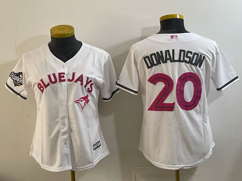 Women 2025 Nike Toronto Blue Jays #20 Donaldson White Game MLB Jersey 02